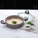 Pot plat en granit bio Karaca Dark Silver 26 cm